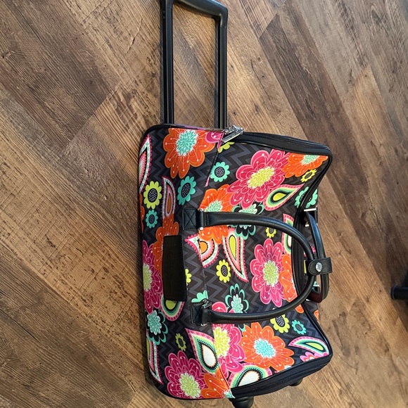 Vera Bradley Black and Multicolor Floral Travel Bag - Picture 4 of 6